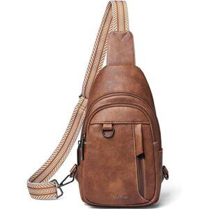 7L Sling Bag for Women Men Leather Small Sling Backpack Daypack Anti Theft Fanny